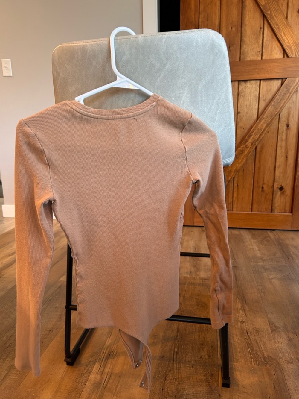 Ribbed Long-Sleeve Nuuds Bodysuit in Cinnamon